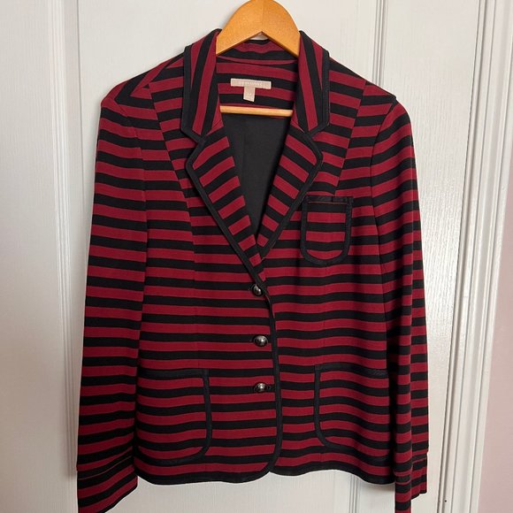 Banana Republic Striped Schoolboy Blazer in Black/Claret - Picture 1 of 7